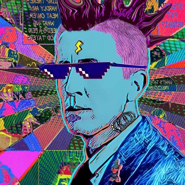 Tolkien 23: Pixelated sunglasses, purple spiked hair, and a lightning forehead mark