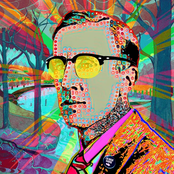 Tolkien 58: A multicolored dotted face and yellow lenses