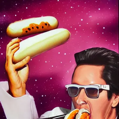 Pink Elvis, surreal pop-art composition