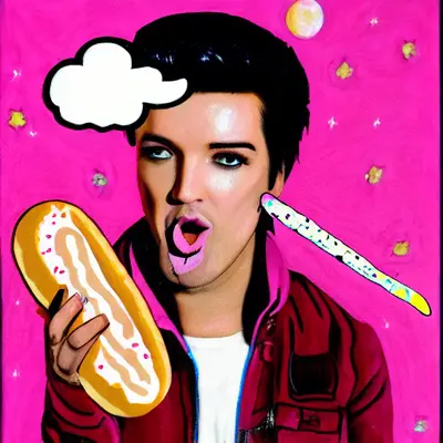 Pink Elvis, surreal pop-art composition