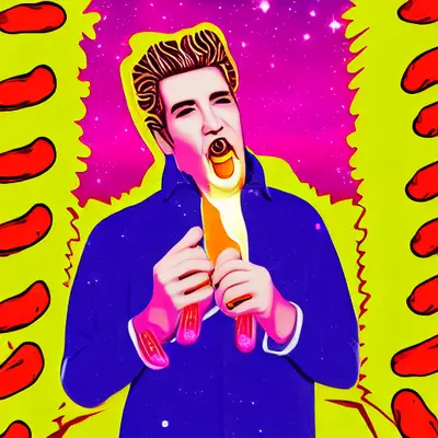 Pink Elvis, surreal pop-art composition