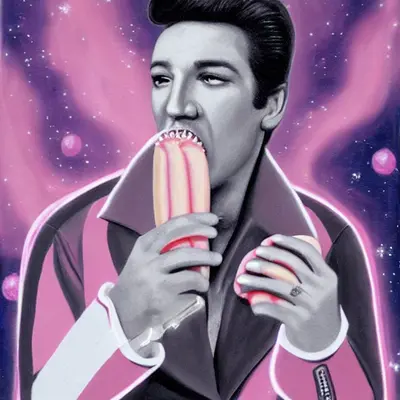 Pink Elvis, surreal pop-art composition