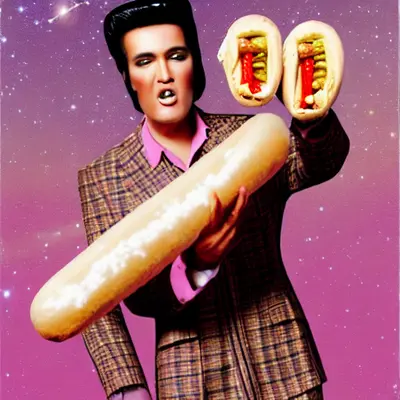 Pink Elvis, surreal pop-art composition