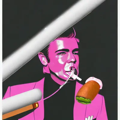 Pink Elvis, surreal pop-art composition