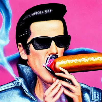 Pink Elvis, surreal pop-art composition