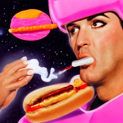 Pink Elvis, surreal pop-art composition