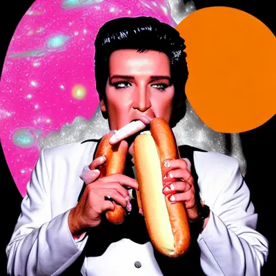 Pink Elvis, surreal pop-art composition