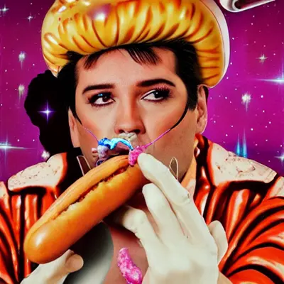 Pink Elvis, surreal pop-art composition