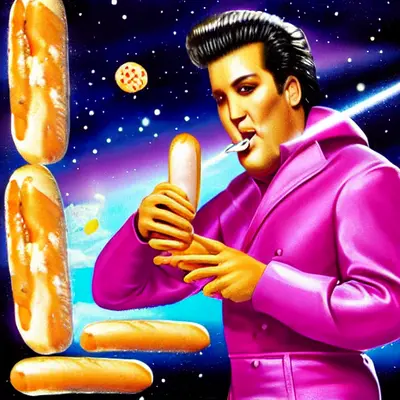 Pink Elvis, surreal pop-art composition
