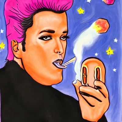 Pink Elvis, surreal pop-art composition