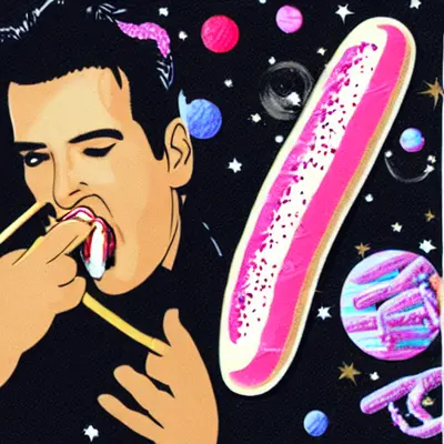 Pink Elvis, surreal pop-art composition