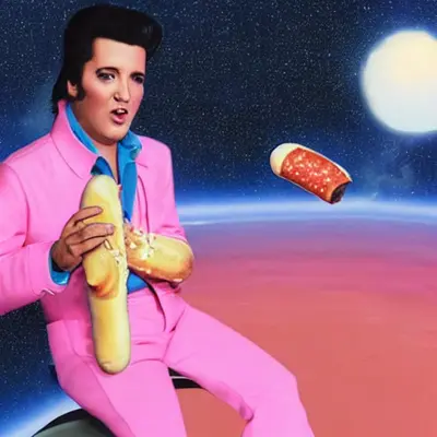 Pink Elvis, surreal pop-art composition