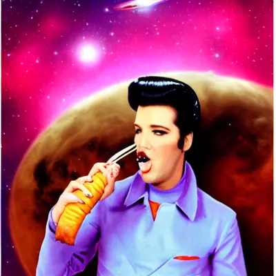 Pink Elvis, surreal pop-art composition