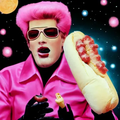 Pink Elvis, surreal pop-art composition