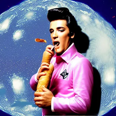 Pink Elvis, surreal pop-art composition