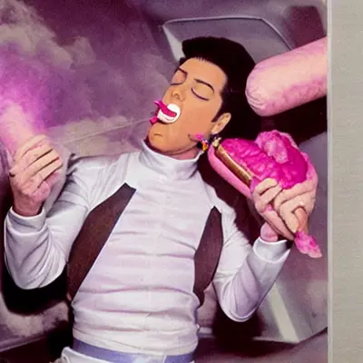 Pink Elvis, surreal pop-art composition
