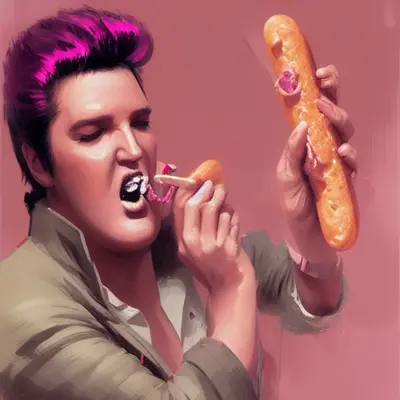 Pink Elvis, surreal pop-art composition