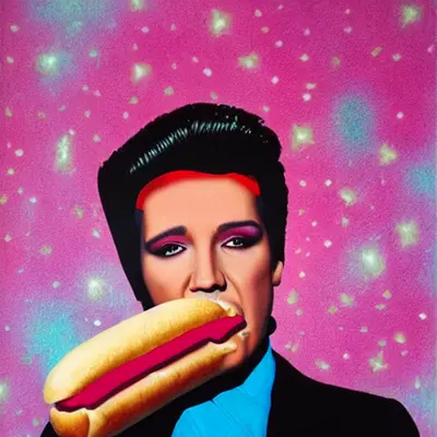 Pink Elvis, surreal pop-art composition
