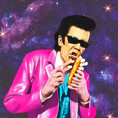 Pink Elvis, surreal pop-art composition