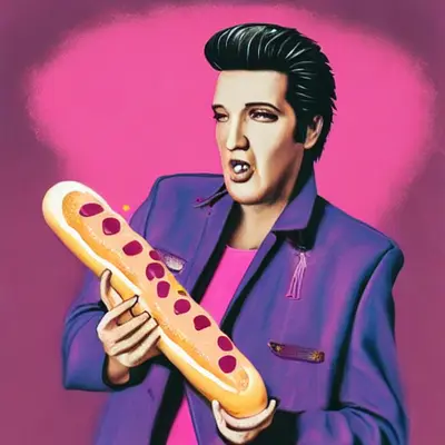 Pink Elvis, surreal pop-art composition