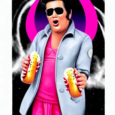 Pink Elvis, surreal pop-art composition