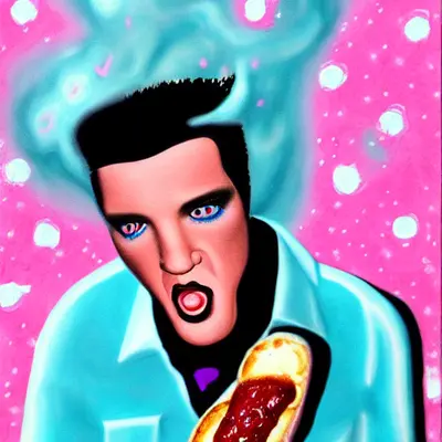 Pink Elvis, surreal pop-art composition