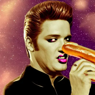 Pink Elvis, surreal pop-art composition