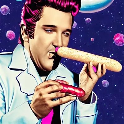 Pink Elvis, surreal pop-art composition