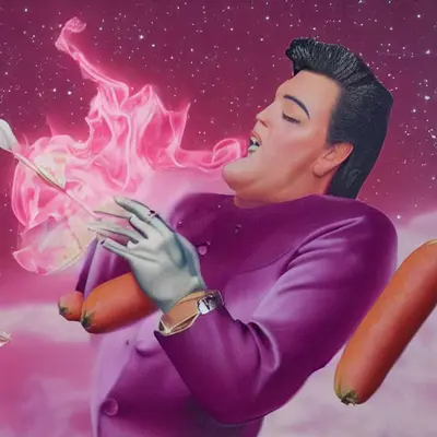 Pink Elvis, surreal pop-art composition