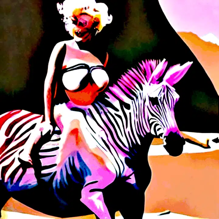 Pink Marilyn — a surreal composition in pink, with Marilyn Monroe and Art Deco imagery