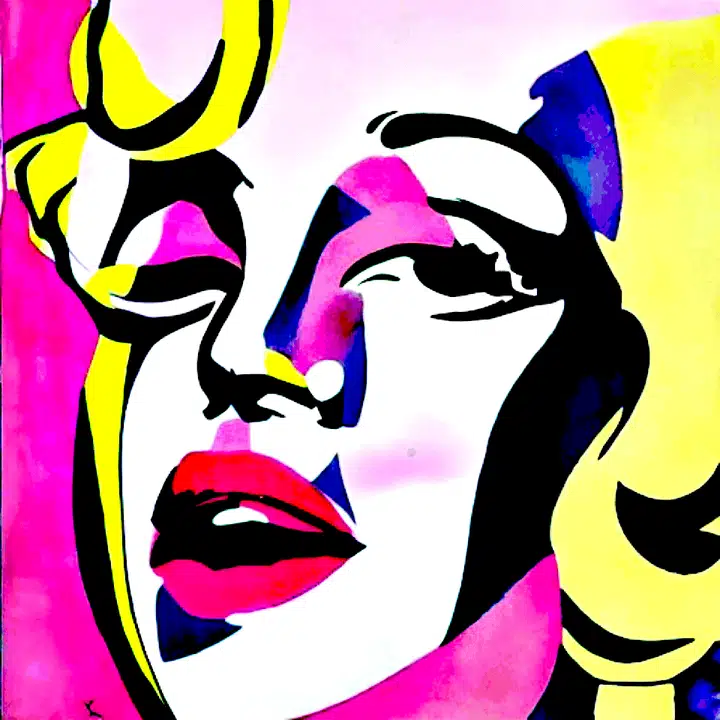 Pink Marilyn — a surreal composition in pink, with Marilyn Monroe and Art Deco imagery