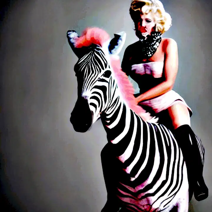 Pink Marilyn — a surreal composition in pink, with Marilyn Monroe and Art Deco imagery