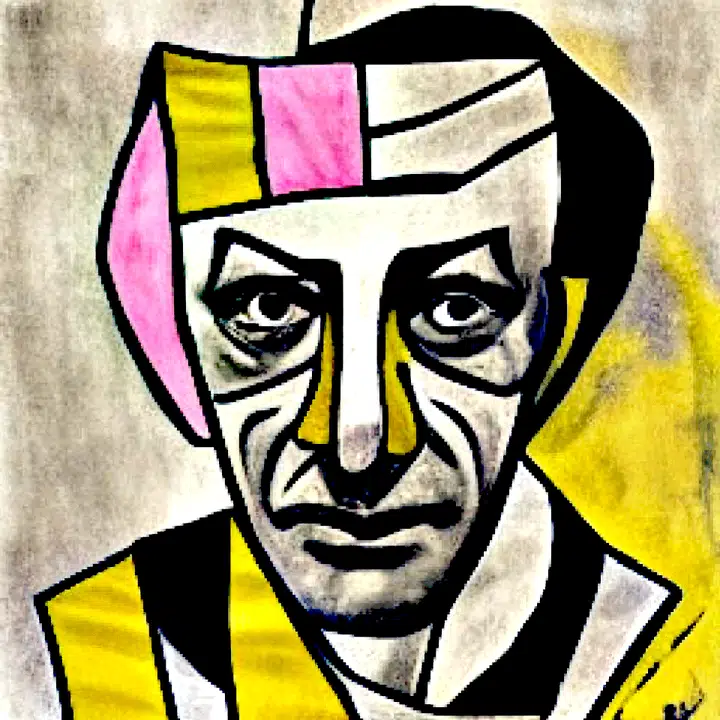 Portrait with pink and yellow forehead panels