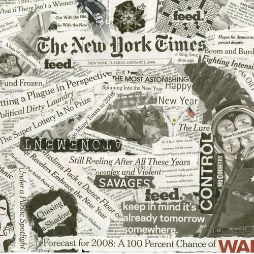 Newspaper collage, January 1st, 2008