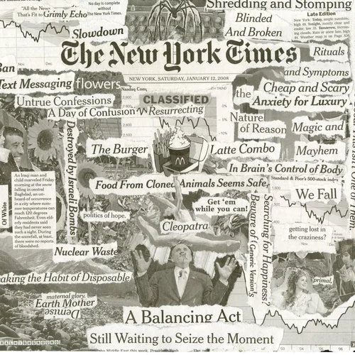 Newspaper collage, January 12th, 2008